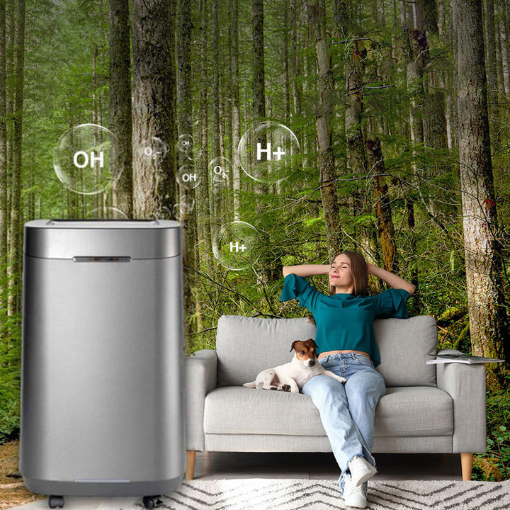 Air Essence Eco Plasma Graphene Air Purifier with UVC Sterilizer, 60m² Coverage, Non-Wearable Graphene ESP Filter - Grey