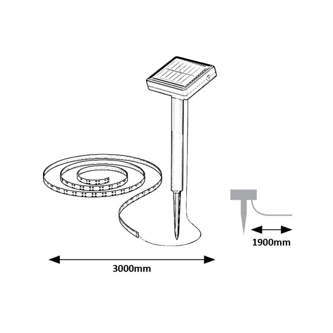 Rabalux solar lamp, outdoor strip, LED, IP44, 300 cm long. Model: Ansoo.