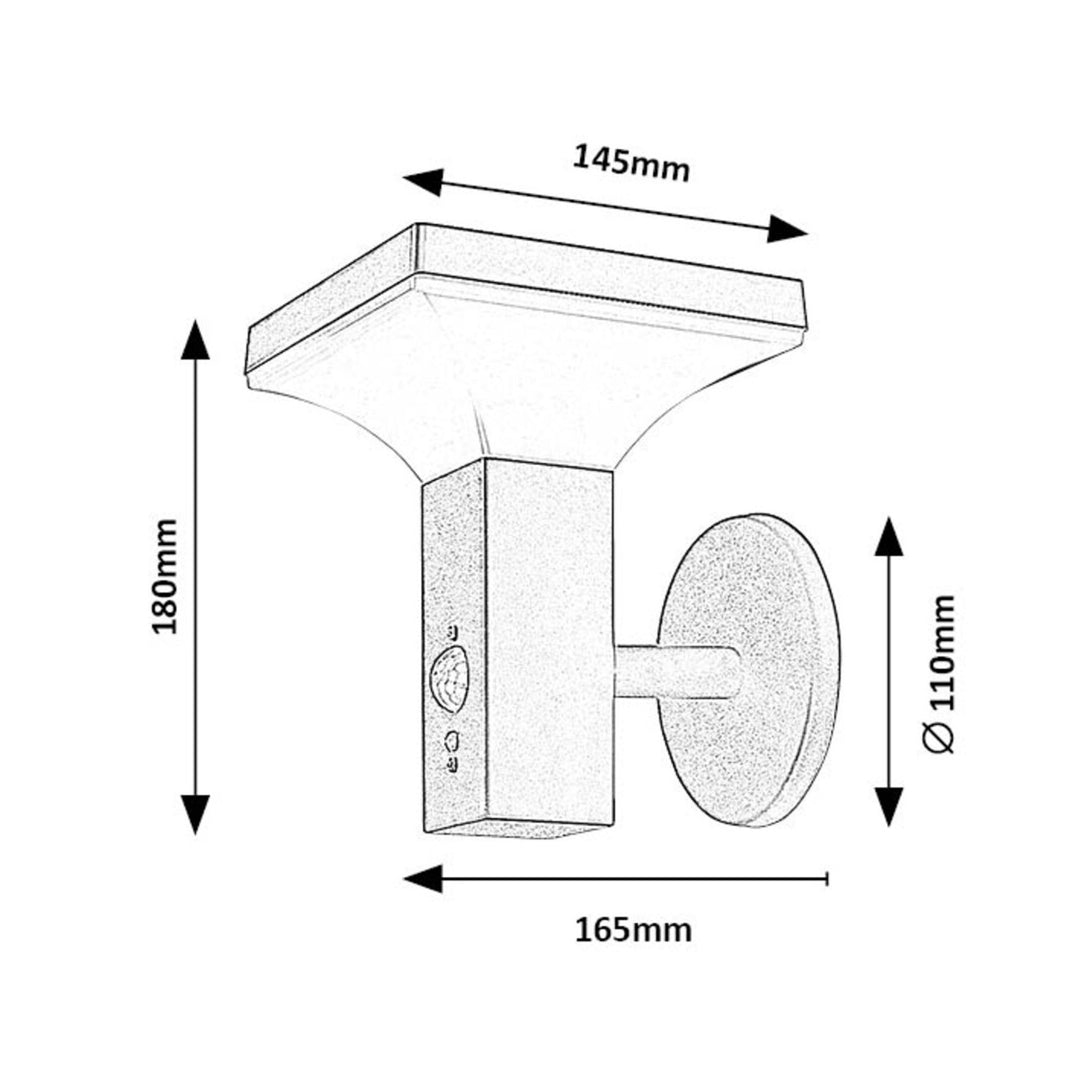 Rabalux Geleen Solar Wall Lamp, Outdoor Light, Exterior Luminaire, IP44, LED 4W