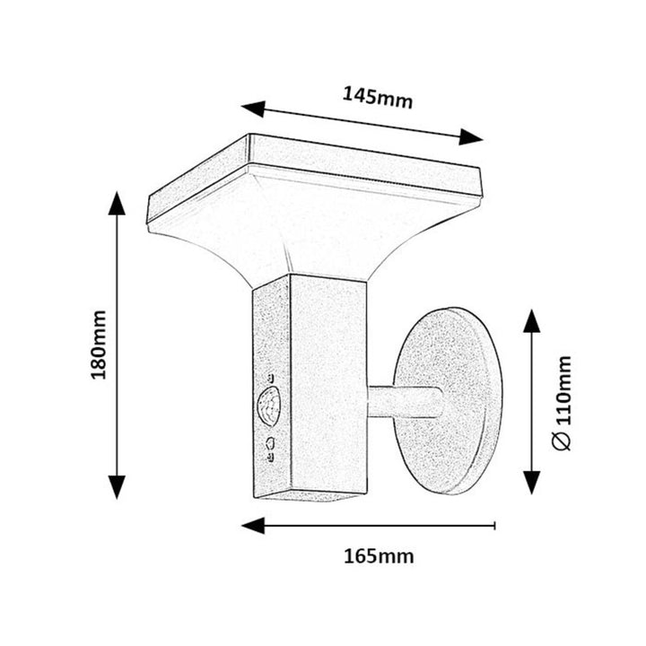 Rabalux Geleen Solar Wall Lamp, Outdoor Light, Exterior Luminaire, IP44, LED 4W