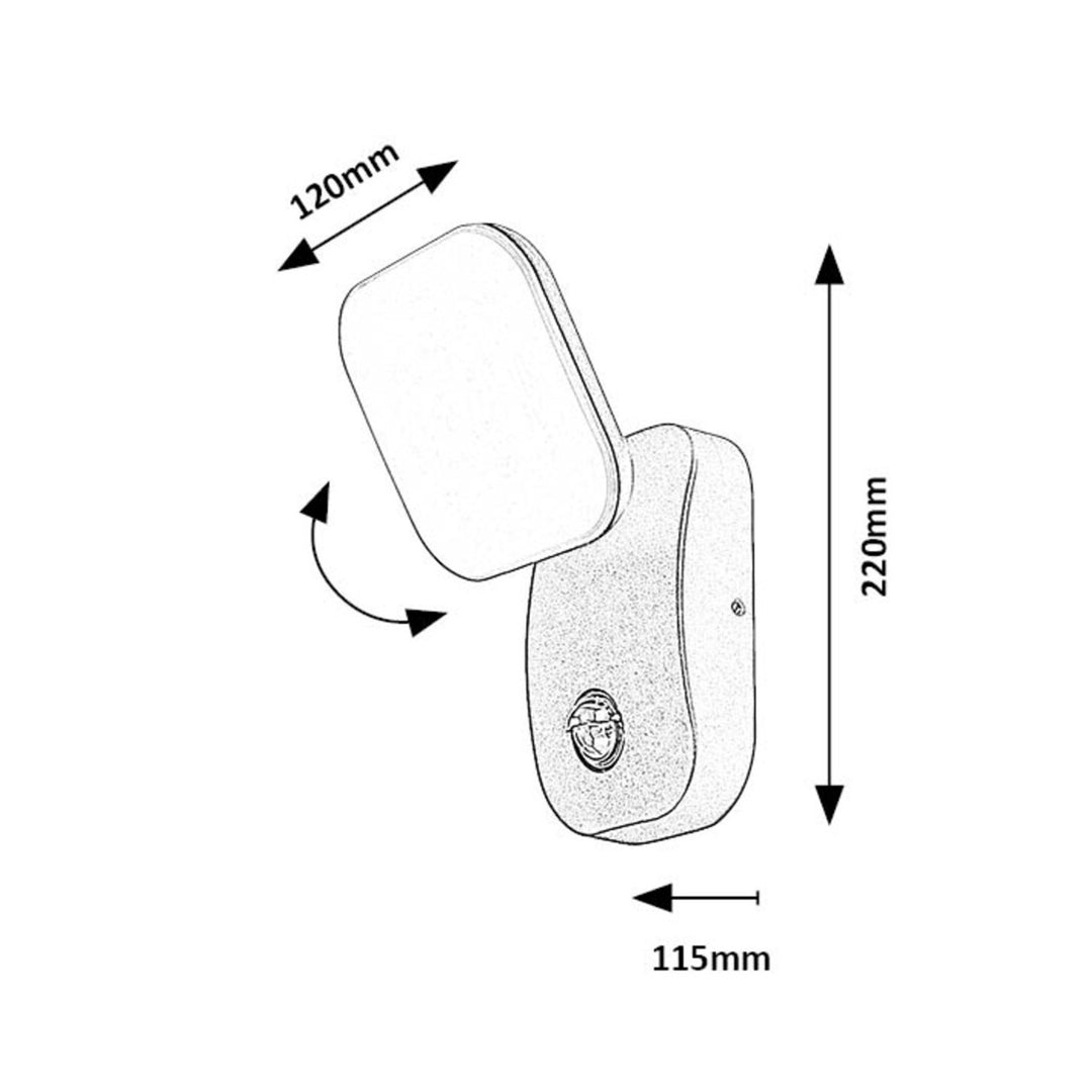 Rabalux Odiel Wall Lamp, Outdoor Light, Exterior Luminaire, LED 12W, with Motion Sensor, IP44