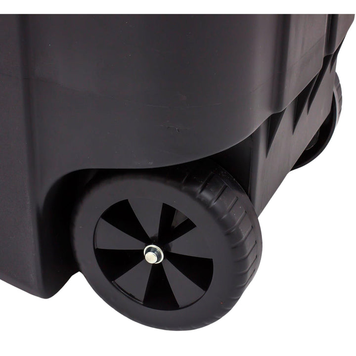 Curver 214127 110L Wheelie Bin with Blue Lid Trash Waste Garbage Can Sorting Segregation Wheels Outdoor