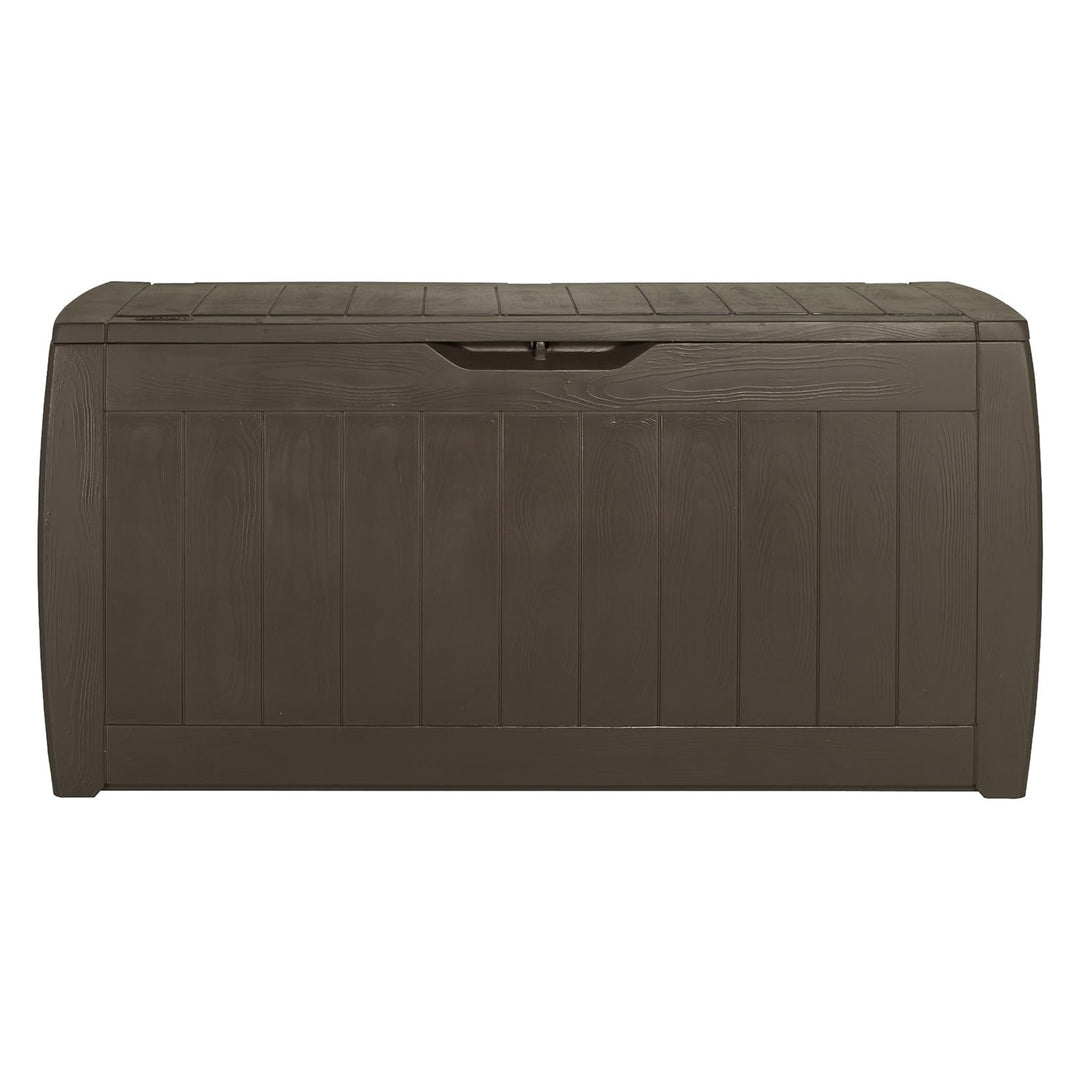 Keter 223949 270L Keter Garden Storage Deck Box Hollywood Outdoor Plastic Wood Design Sturdy Weatherproof Brown