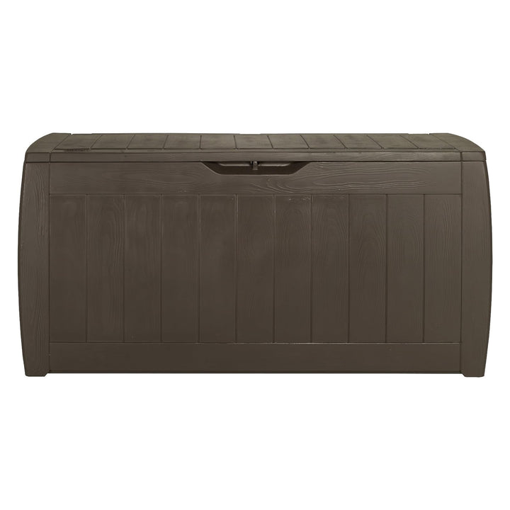 Keter 223949 270L Keter Garden Storage Deck Box Hollywood Outdoor Plastic Wood Design Sturdy Weatherproof Brown