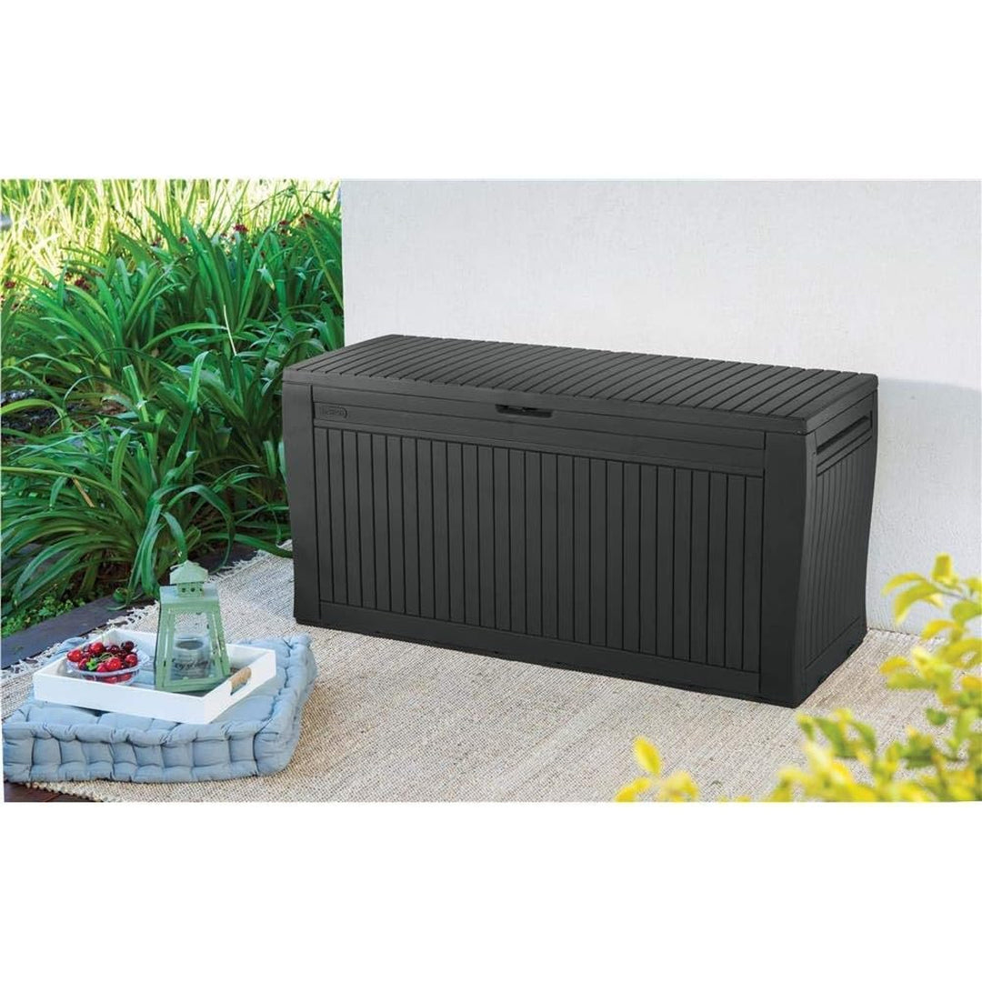 270L Keter 255167 Storage Outdoor Box Garden Chest Deck Patio Balcony Comfy Graphite Grey