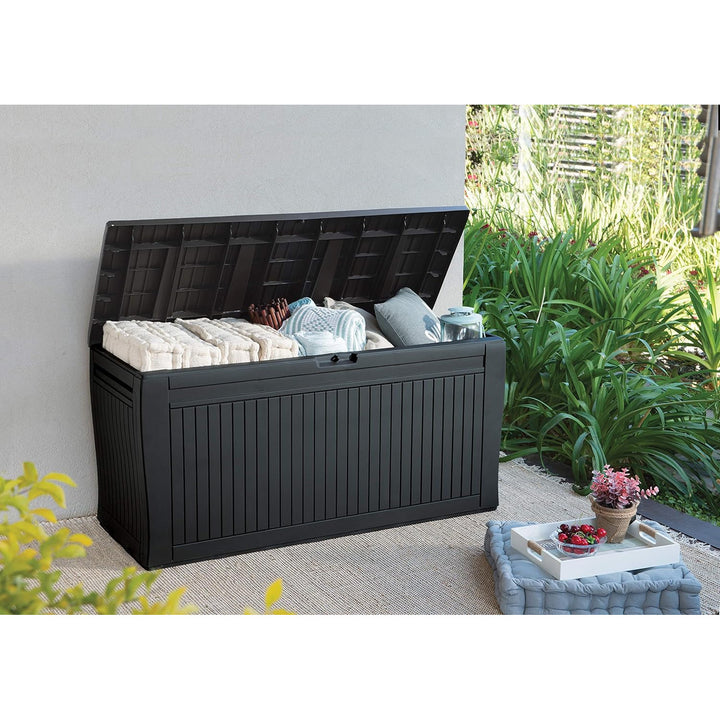 270L Keter 255167 Storage Outdoor Box Garden Chest Deck Patio Balcony Comfy Graphite Grey