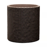 Keter Round Planter Rattan Style - Size M - 36cm Diameter Brown Cylinder Flower Pot Indoor Outdoor Weatherproof