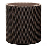 Keter Round Planter Rattan Style - Size L - 43.7cm Diameter Brown Cylinder Flower Pot Indoor Outdoor Weatherproof