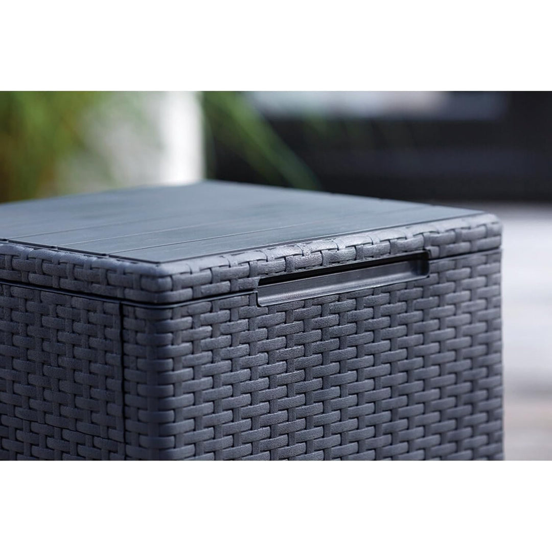 Keter Vigo Garden Table with Storage Function, Graphite, Balcony Storage Box Coffee Table