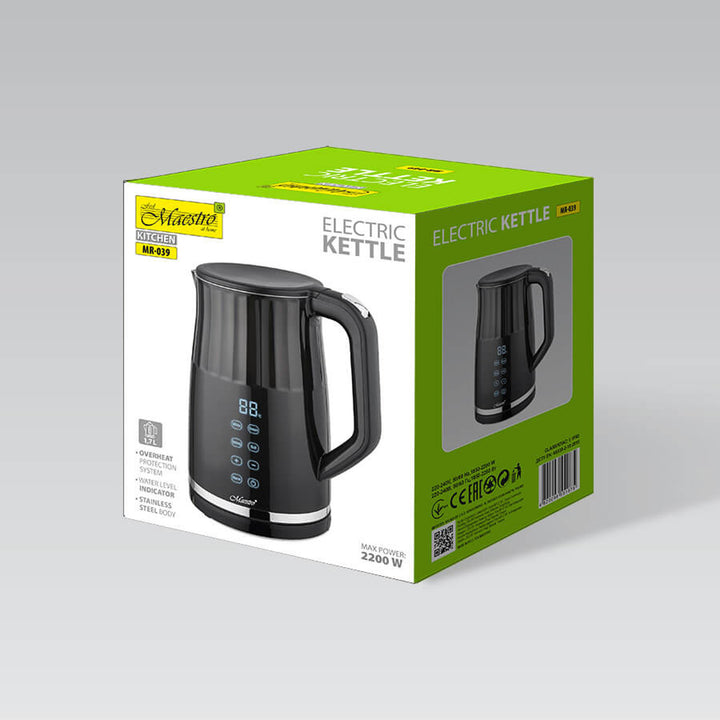 Maestro MR-039 Electric Kettle Cordless Touch Panel, 1.7L, 2200W Touch Panel Temperature Control