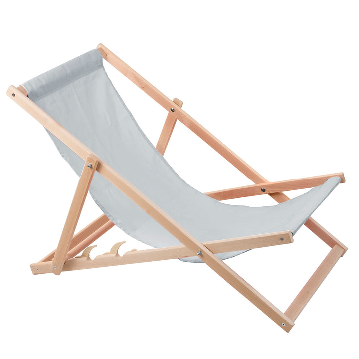 Woodok 2 Comfortable Wooden Deck Chairs, Loungers Ideal for the Beach, Balcony, Terrace, Light Ash Coulour