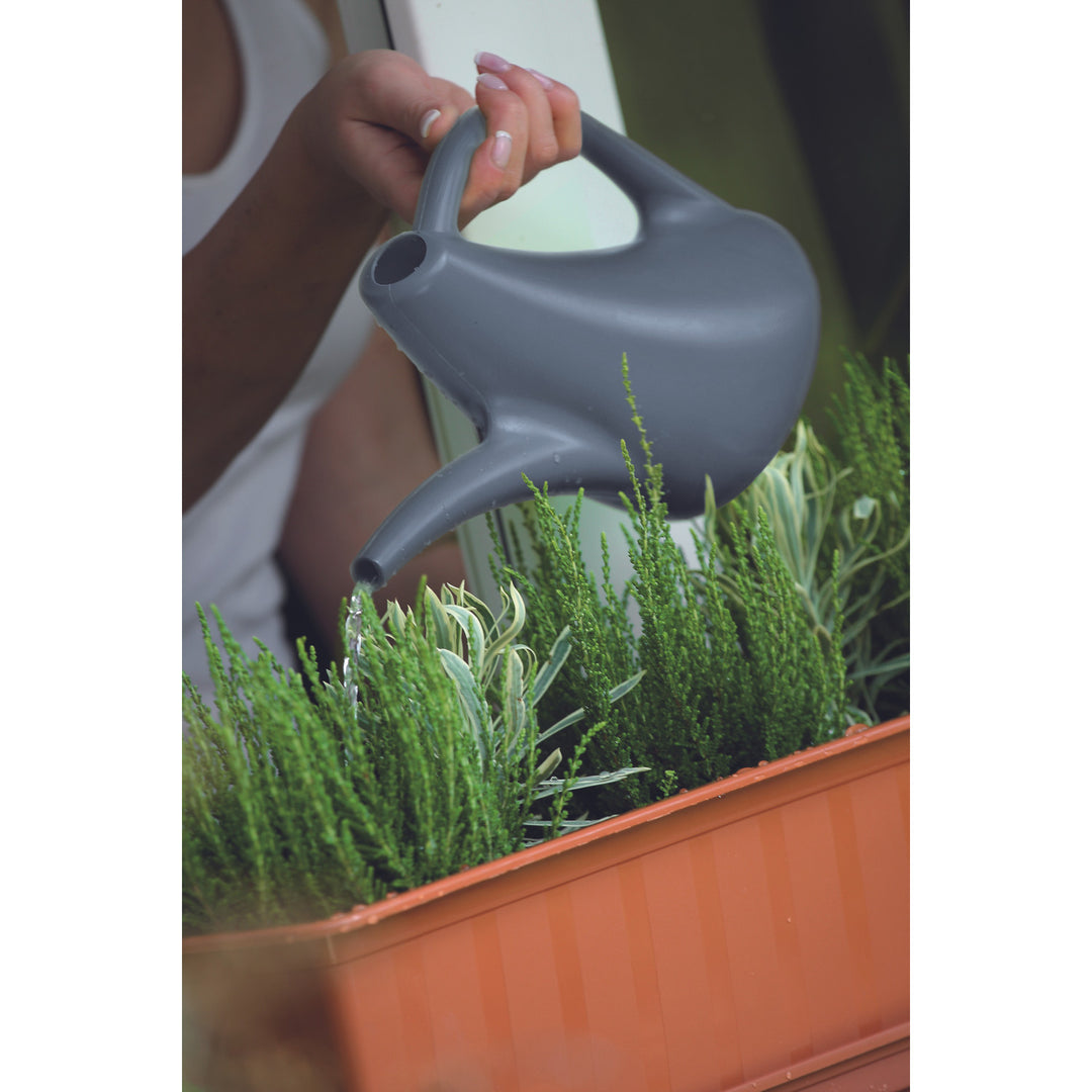 Prosperplast Eos 1.5L Plastic Watering Can for Watering Plants Modern Design Art Deco Anthracite Colour