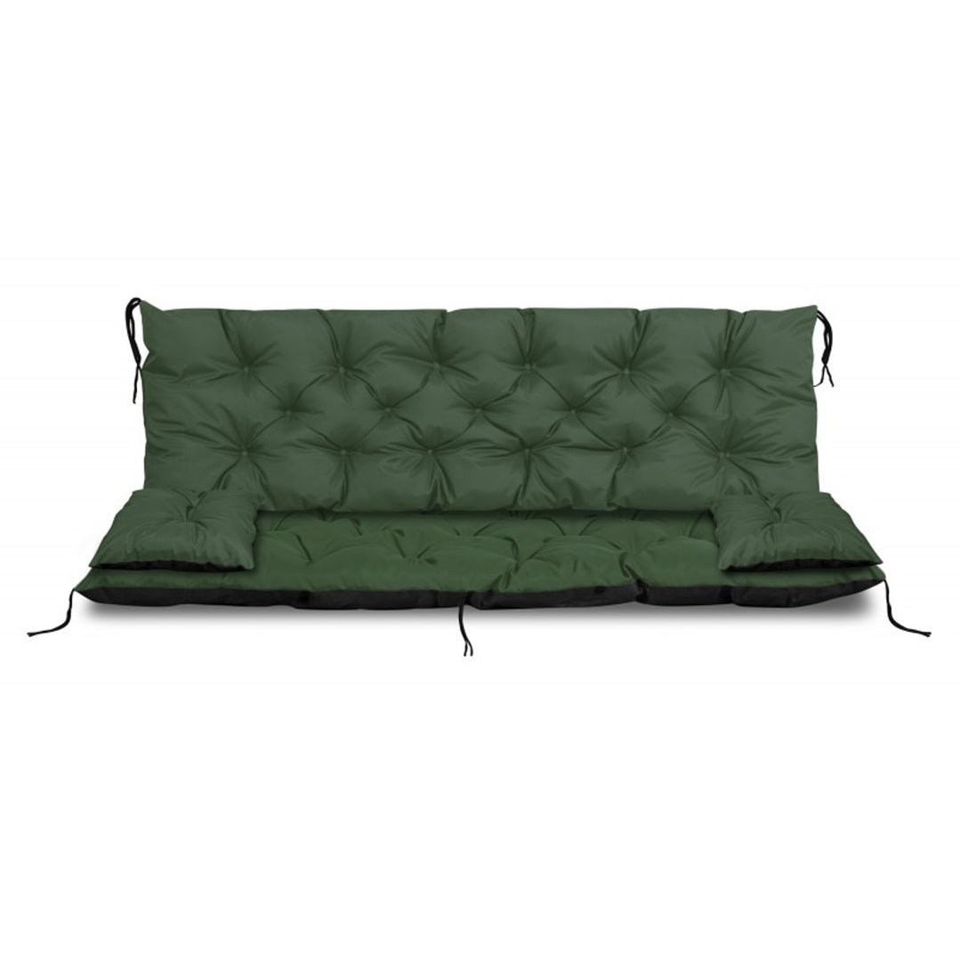 Green Garden Set 100x60x50cm Cushion + 2 Pillows 42 x 42cm Outdoor Chair Cushion Patio Seat Weather-Resistant Waterproof Outdoor Furniture Replacement Cushioned Seat Pad