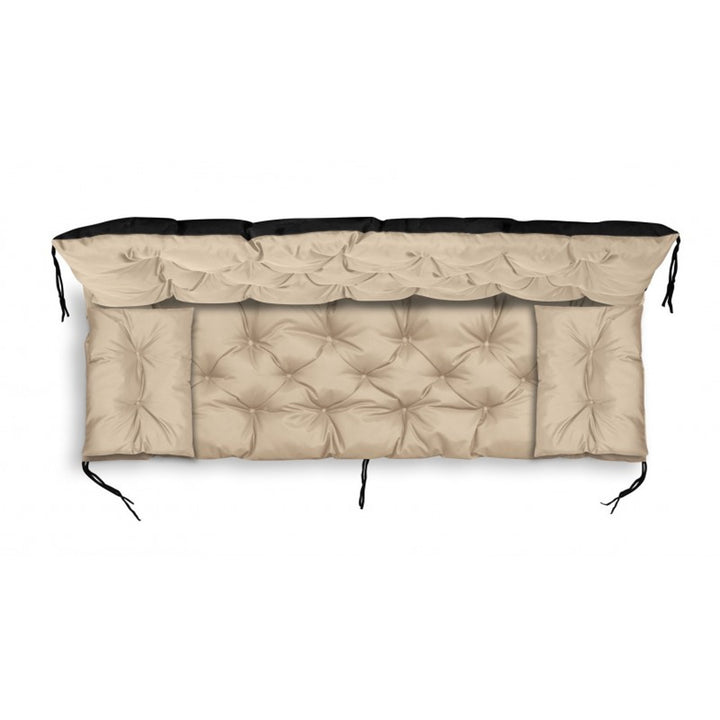 KingGarden Quilted Garden Bench Cushion Waterproof with 2x Side Cushions 42x42 cm 1+2 3-Piece Set Waterproof PVC Codura Beige