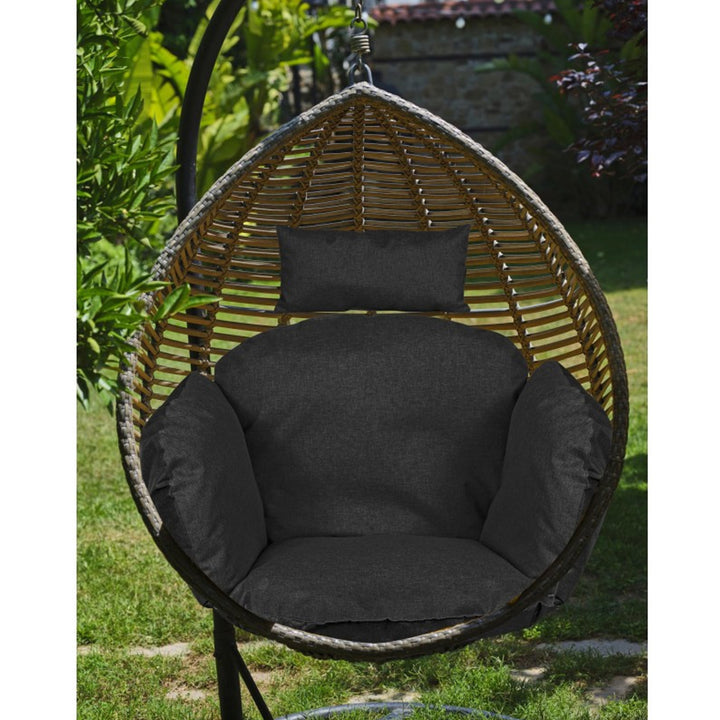 Garden cushion 112x113 cm for stork's nest hanging chair waterproof black