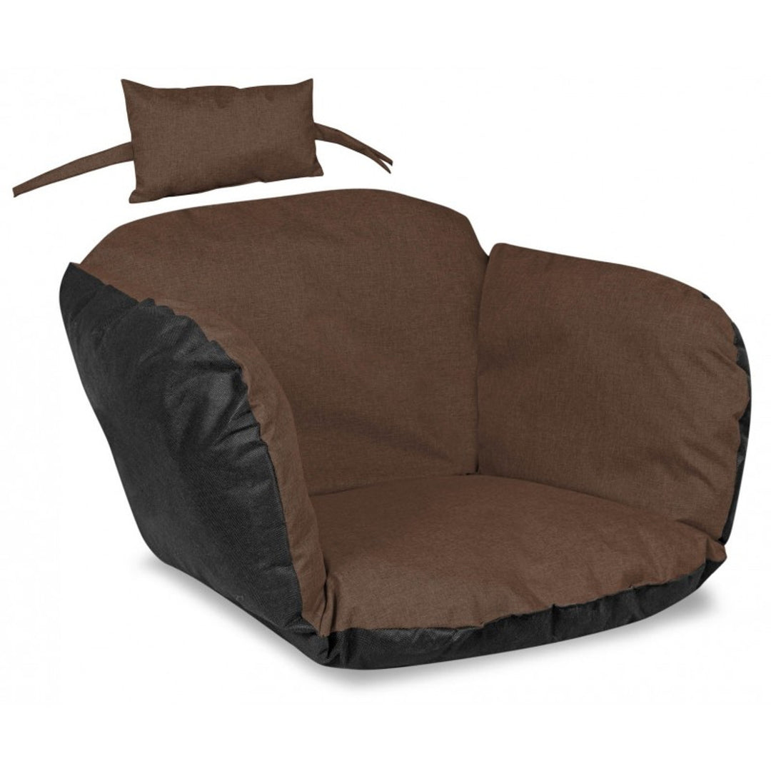 Garden Cushion Set for Swing Egg Chair Nest Seat + Head Cushion 112x113 Brown Water Repellent Patio Outdoo