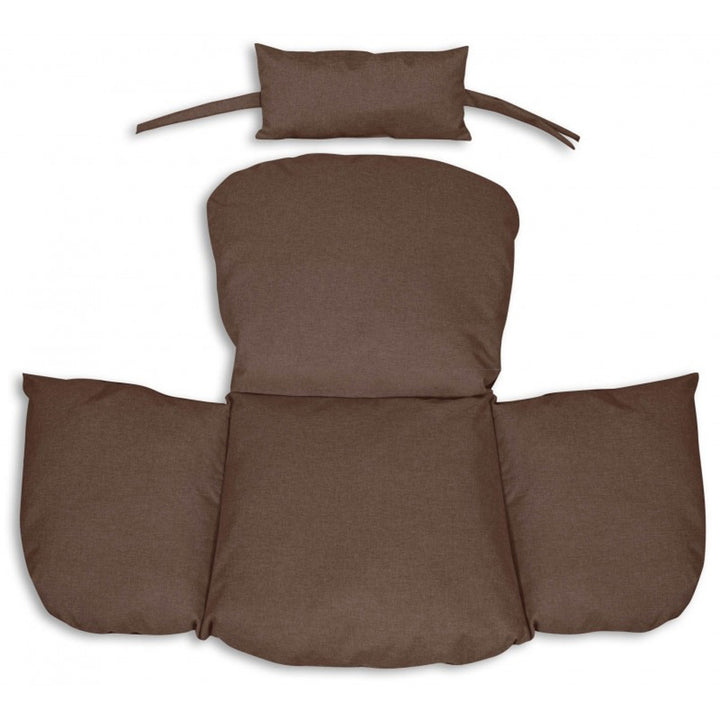 Garden Cushion Set for Swing Egg Chair Nest Seat + Head Cushion 112x113 Brown Water Repellent Patio Outdoo