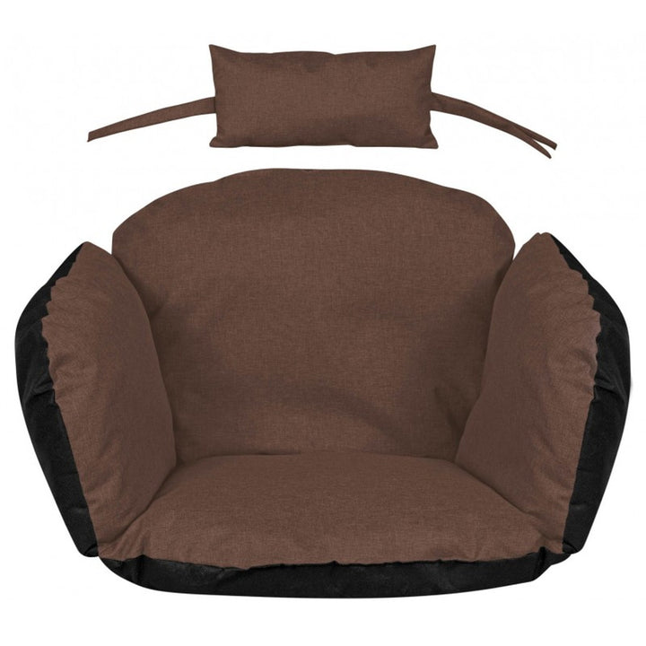 Garden Cushion Set for Swing Egg Chair Nest Seat + Head Cushion 112x113 Brown Water Repellent Patio Outdoo