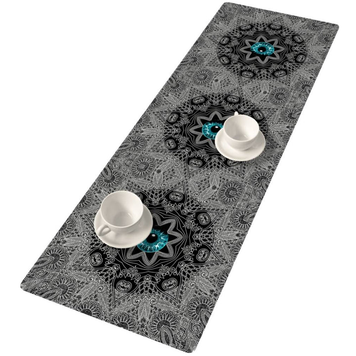 Bertoni Decorative Felt Table Runner 95x33cm Anti Scratch Tablecloth Printed Mandala Eye Abstract Pattern Design