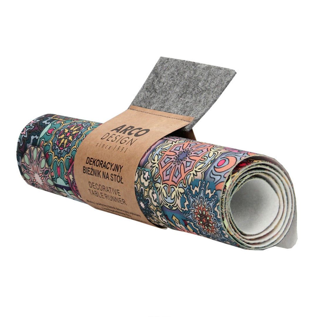 Bertoni Decorative Felt Table Runner 95x33cm Anti Scratch Tablecloth Printed Mandala Pattern Design