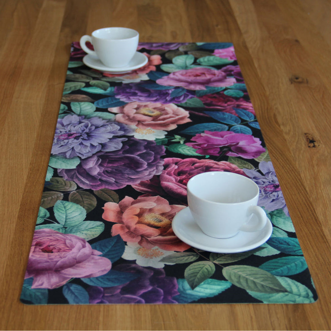 Bertoni Decorative Felt Table Runner 95x33cm Anti Scratch Tablecloth Printed Peony Pattern Design