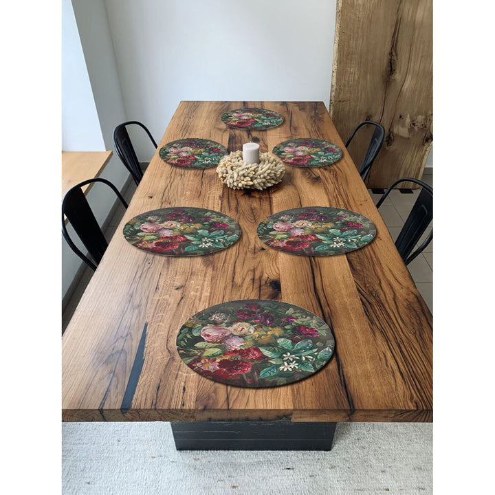 Bertoni Table Mat Set, Placemats, Under Plate Mats, 6 Pieces, Round, 33 cm, Bouquet