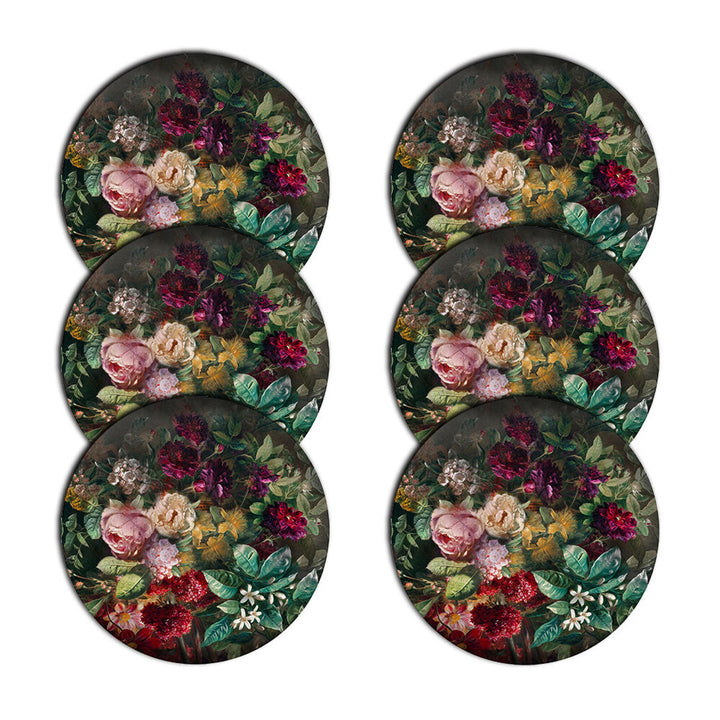 Bertoni Table Mat Set, Placemats, Under Plate Mats, 6 Pieces, Round, 33 cm, Bouquet