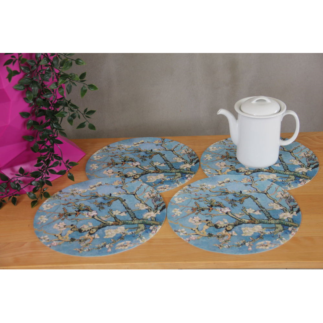 Bertoni Round Table Mat Set, 4 Pieces, 33 cm, Stylish and Durable, Almond Collection