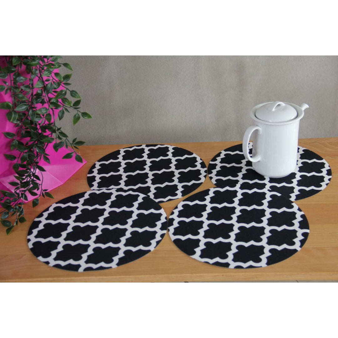 Bertoni Round Table Mat Set, 4 Pieces, 33 cm, Stylish and Durable,Morocco Night