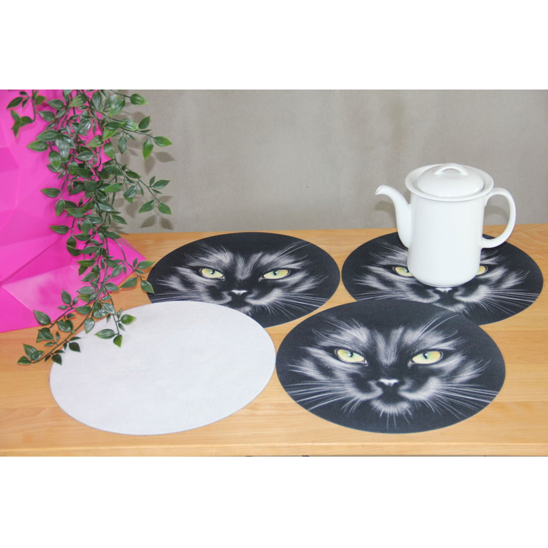 Bertoni Round Table Mat Set, 4 Pieces, 33 cm, Stylish and Durable,Nero