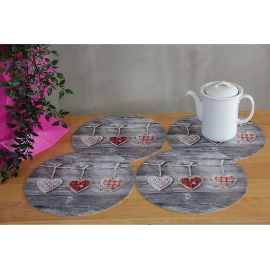 Bertoni Round Table Mat Set, 4 Pieces, 33 cm, Stylish and Durable, Hearts