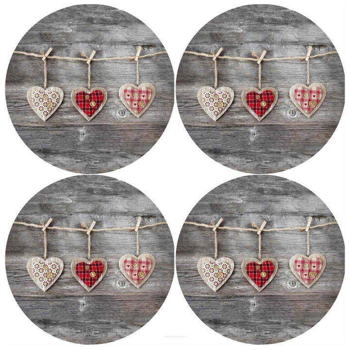 Bertoni Round Table Mat Set, 4 Pieces, 33 cm, Stylish and Durable, Hearts