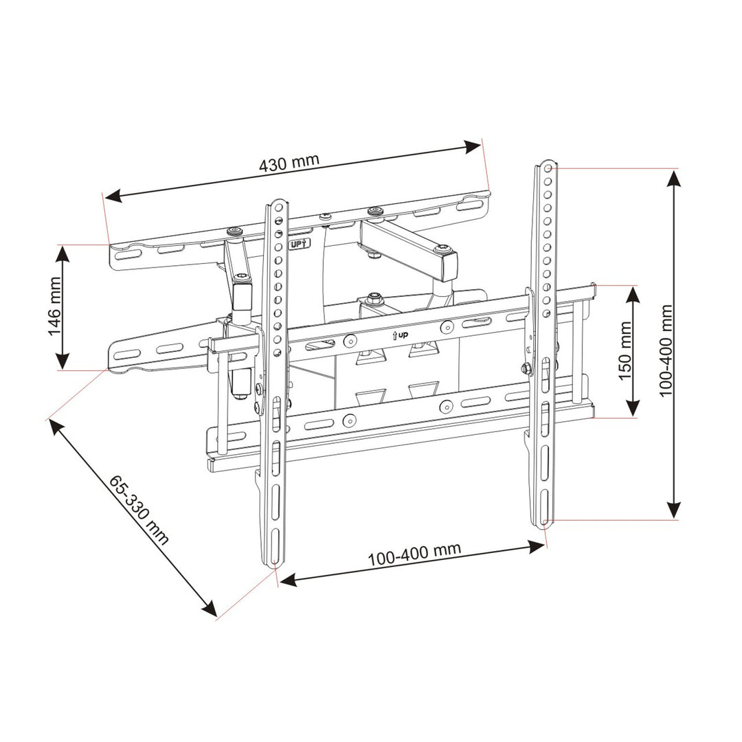 ART TV mount, 23-60'', 45kg, black, VESA 400x400, AR-50