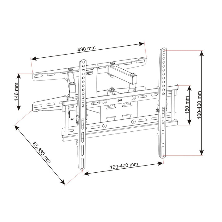 ART TV mount, 23-60'', 45kg, black, VESA 400x400, AR-50