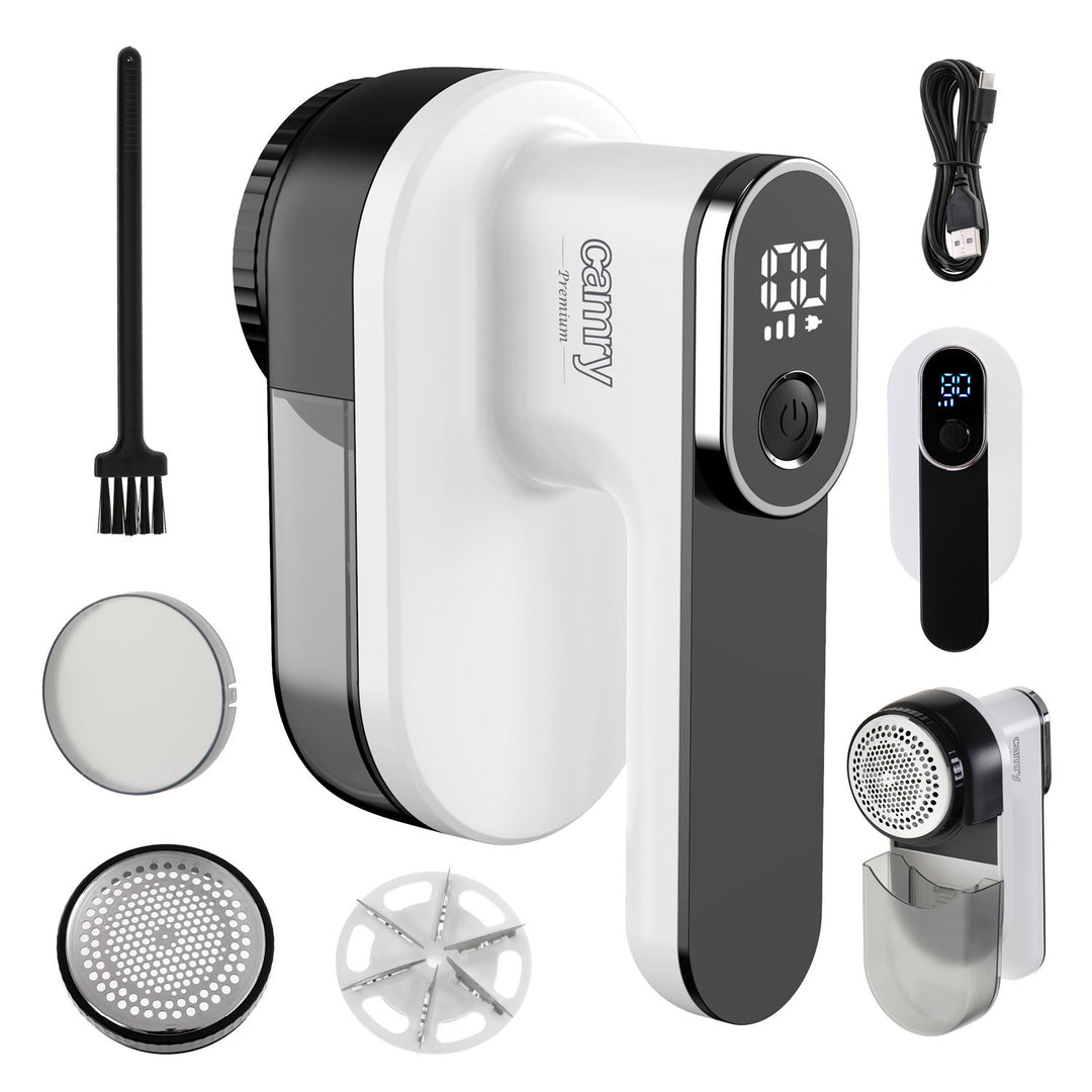 Bearrthóir fabraice Camry, taispeáint LCD, ceallraí in-athluchtaithe Li-Ion, bán agus dubh, CR 9620