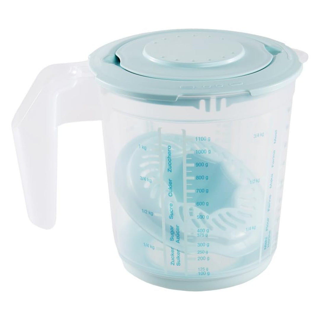 Kitchen jug set with cover, lid and citrus squeezer, Matteo Keeeper, 1 l, 14x15 cm, aquamarine