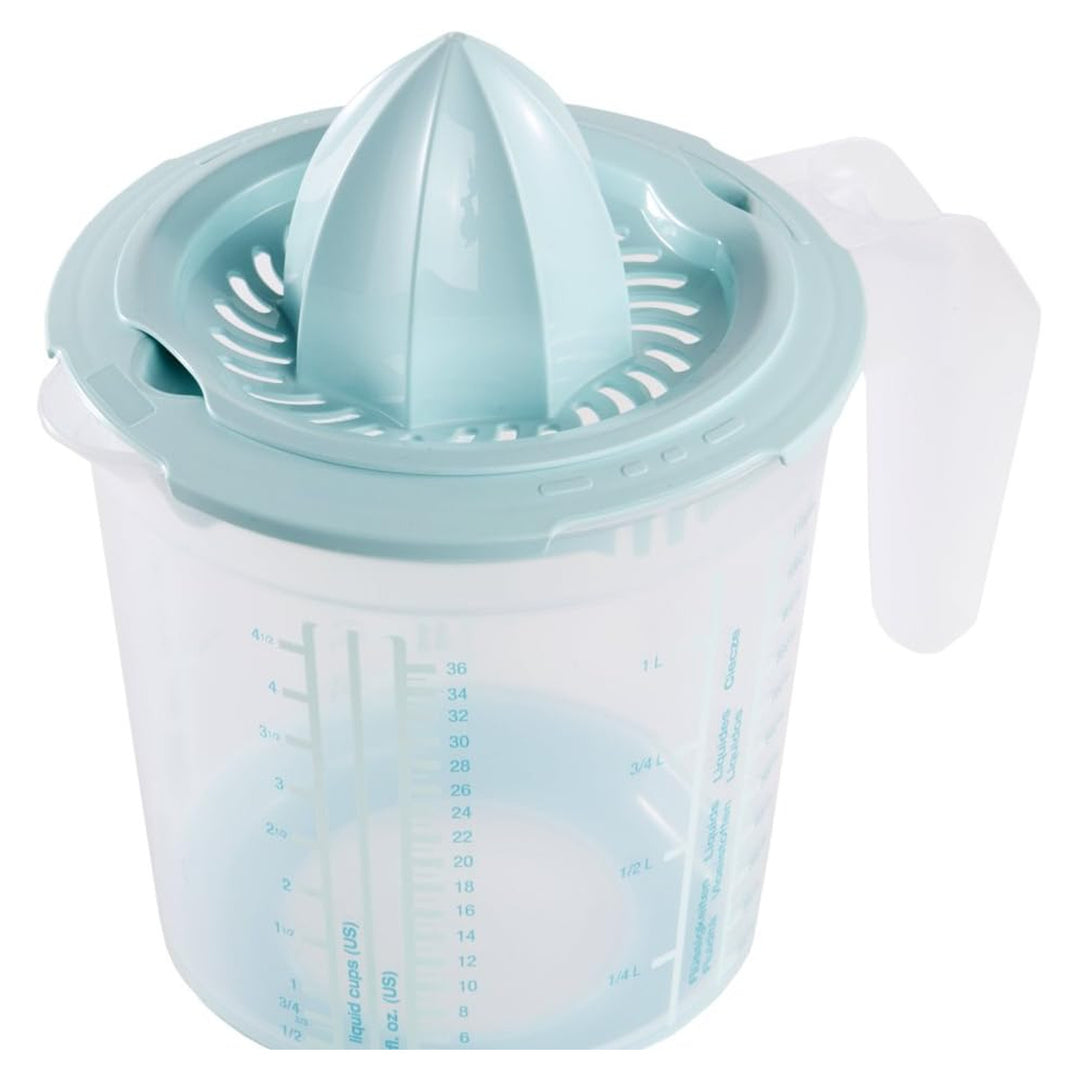 Kitchen jug set with cover, lid and citrus squeezer, Matteo Keeeper, 1 l, 14x15 cm, aquamarine