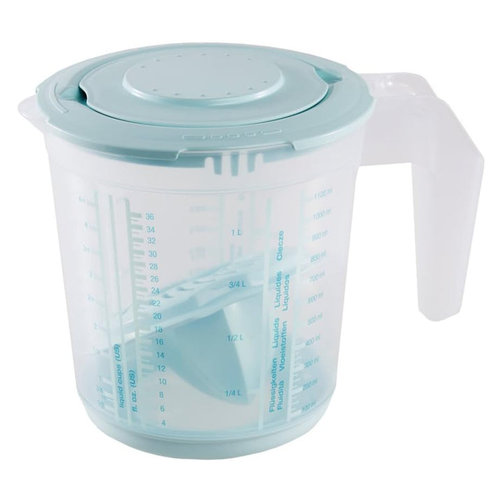 Kitchen jug set with cover, lid and citrus squeezer, Matteo Keeeper, 1 l, 14x15 cm, aquamarine