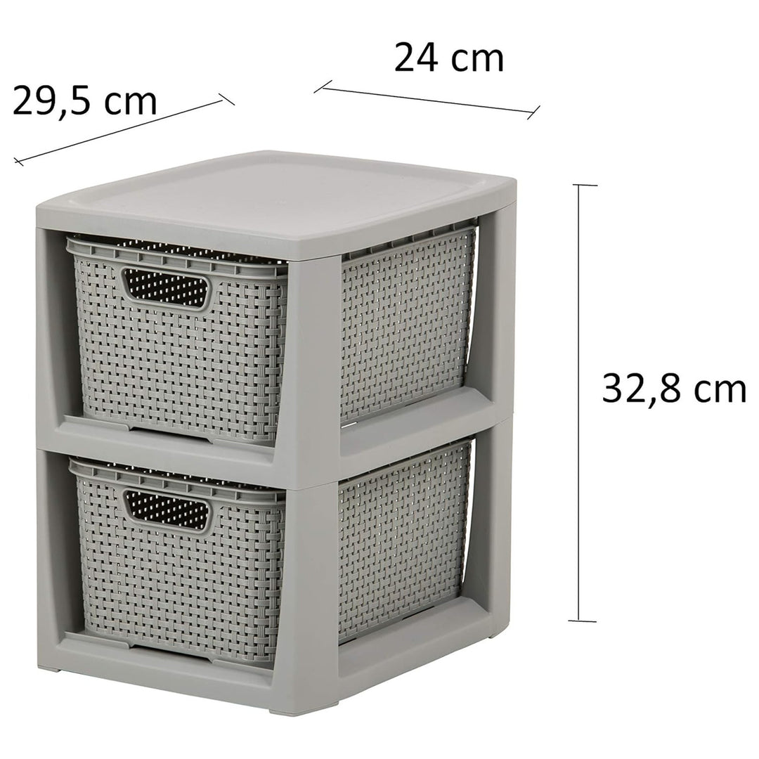 BranQ bookcase, 2 pull-out baskets, grey, Rattan 1727