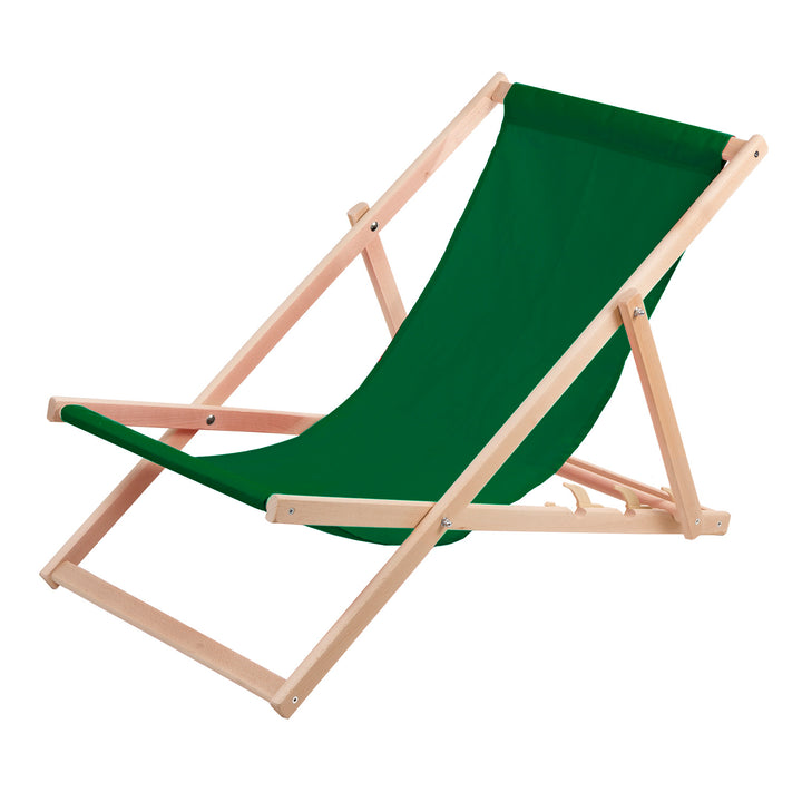 Woodok beech wood lounger, green, ideal for beach, balcony, terrace