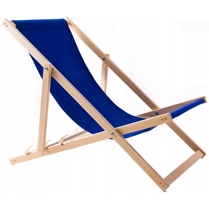 Woodok beech wood lounger, blue, ideal for beach, balcony, terrace