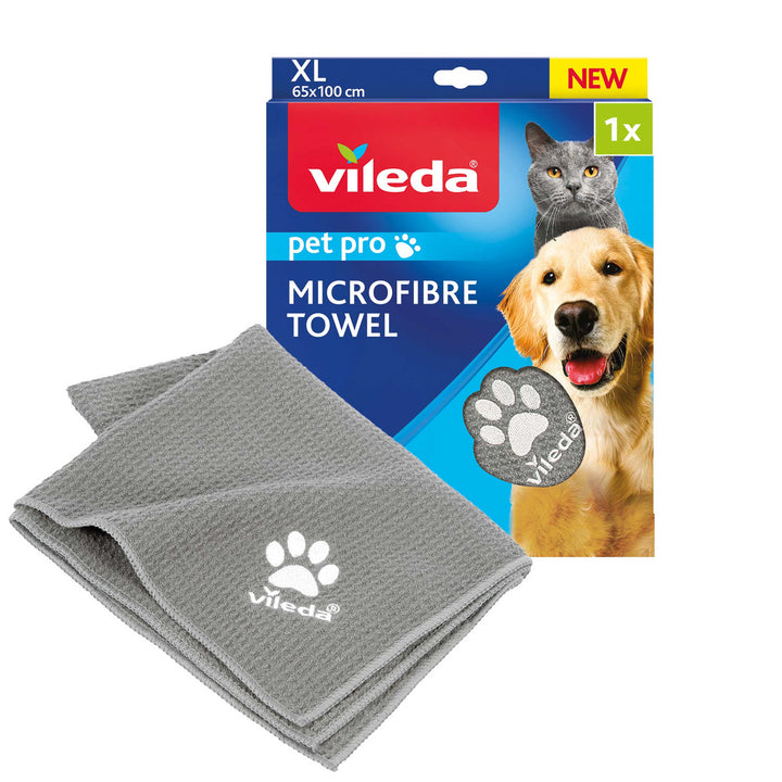 Vileda Pet Pro Microfiber Towel - XL Size, Ultra-Absorbent Towel Ideal for Drying and Grooming Pets