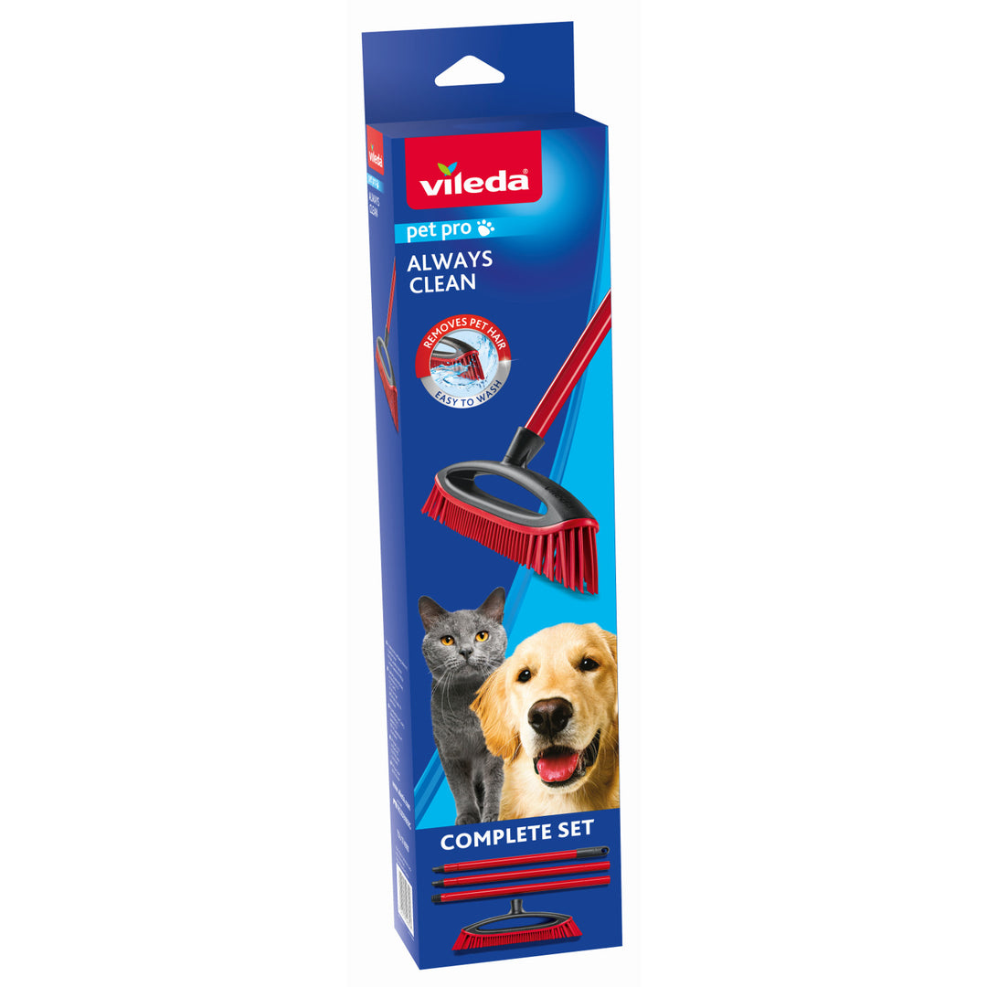 Vileda Pet Pro Always Clean Hair Brush - Innovative Rubber Bristles Ideal for Pet Grooming