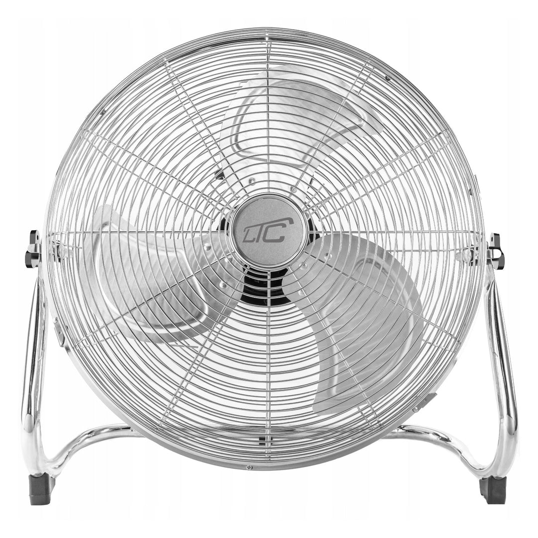 LTC LXWTP18 floor fan, boasting a powerful 120W motor and a circulator design for optimal air circulation. With three adjustable speeds, it offers versatile cooling options for your space.