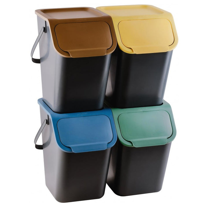 Container Set Practic for Segregation, 4x25L, Black, Bini 10100599