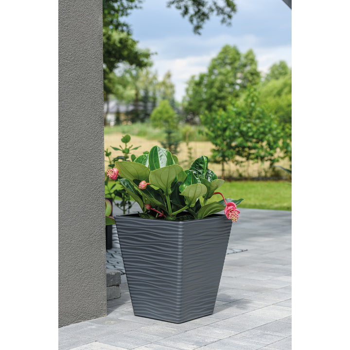 Frostproof pot with insert Sahara Dunes square 30 cm anthracite