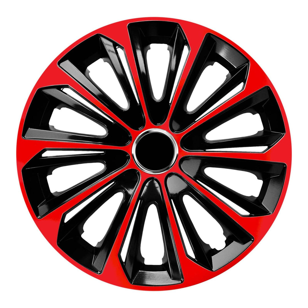 NRM Extra Strong Universal Hubcap 15'' Wheel Cover Wheel Trim Red and Black 1 Piece