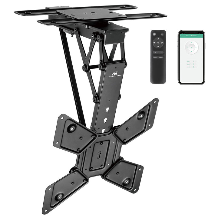 Maclean electric ceiling TV mount, TUYA support, max VESA 600x400, 90st swivel remote control, 23"-65", 30kg, MC-491