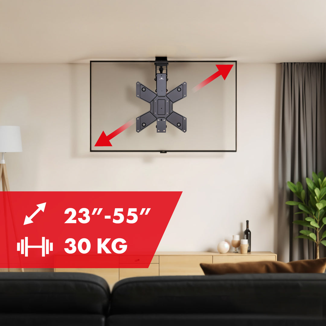 Maclean electric ceiling TV mount, TUYA support, max VESA 600x400, remote control, 23"-55", 30kg, MC-492