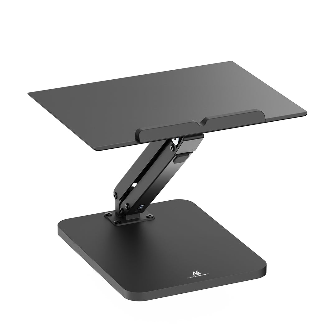Maclean desk stand for monitor or laptop, gas spring, for standing and sitting work, black, MC-493